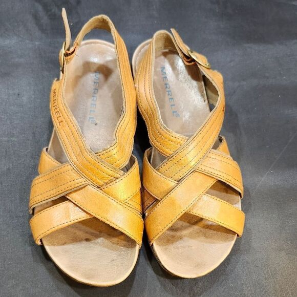 MERRELL BABSON LEATHER ANKLE STRAP SANDALS - Picture 1 of 15